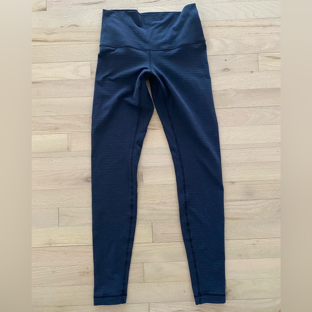 Lululemon Rare Pique High Rise Navy Wunder Under Leggins 8